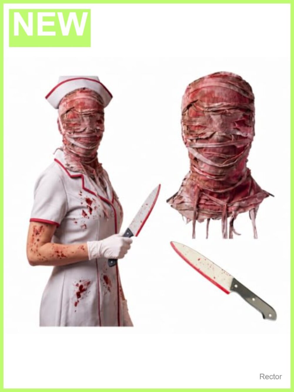 2 Pcs Halloween Gory Horror Nurse Killer Mummy Costume Accessories